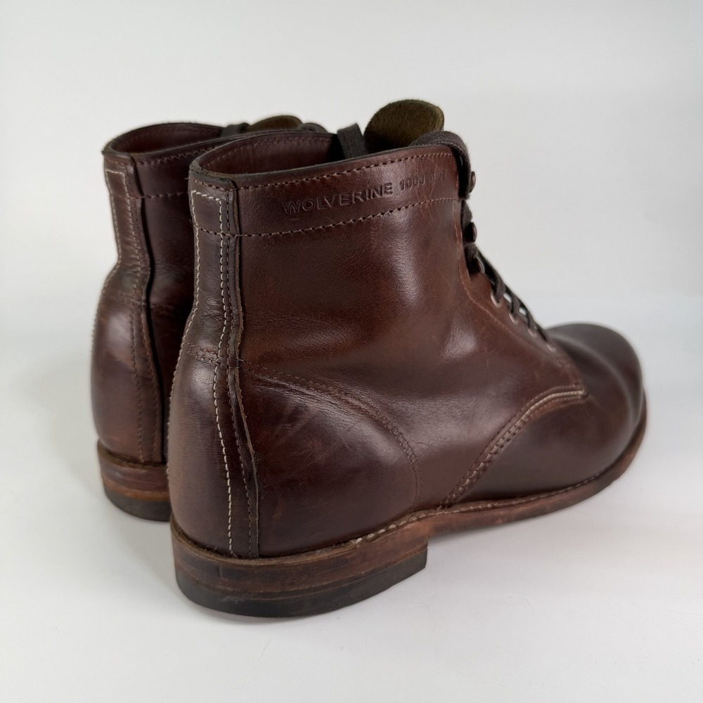 Wolverine 1000 Mile PLAIN TOE Classic Boot Havana Brown W990072 Men's 10.5 D USA - Picture 5 of 15